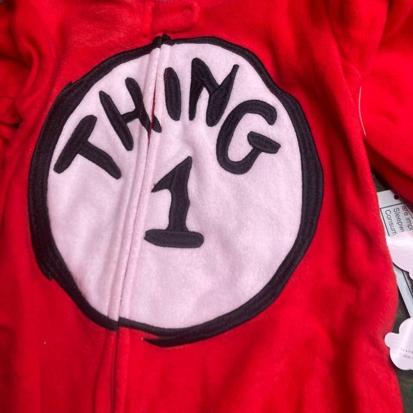 NWT 4T 4 boys girls THING 1 sleeper CAT IN THE HAT costume pajamas dr seuss fall - Picture 4 of 5